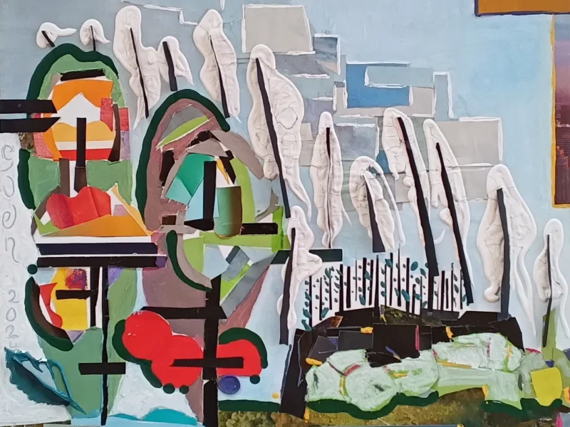 Come April  2024 Mixed-media Collage ~ 21” X 25”