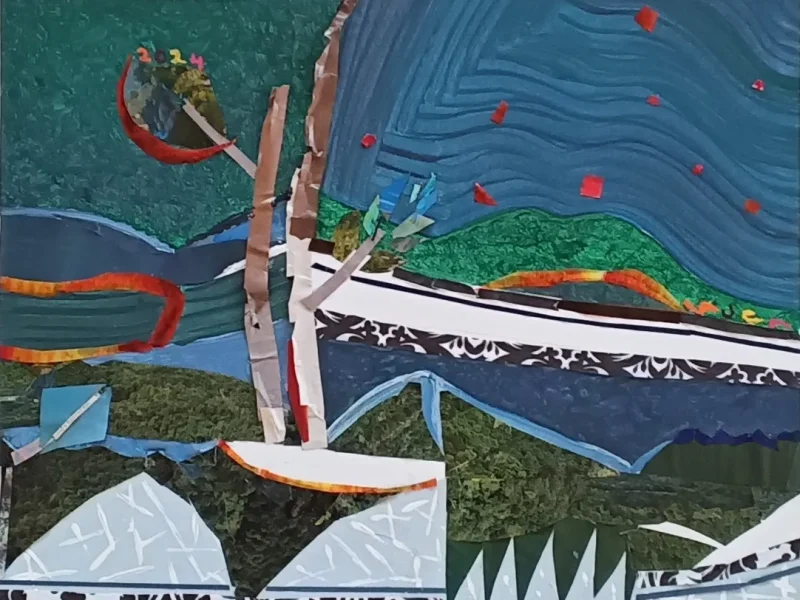 Burning Night 2024 Mixed-media Collage ~ 21” X 25”