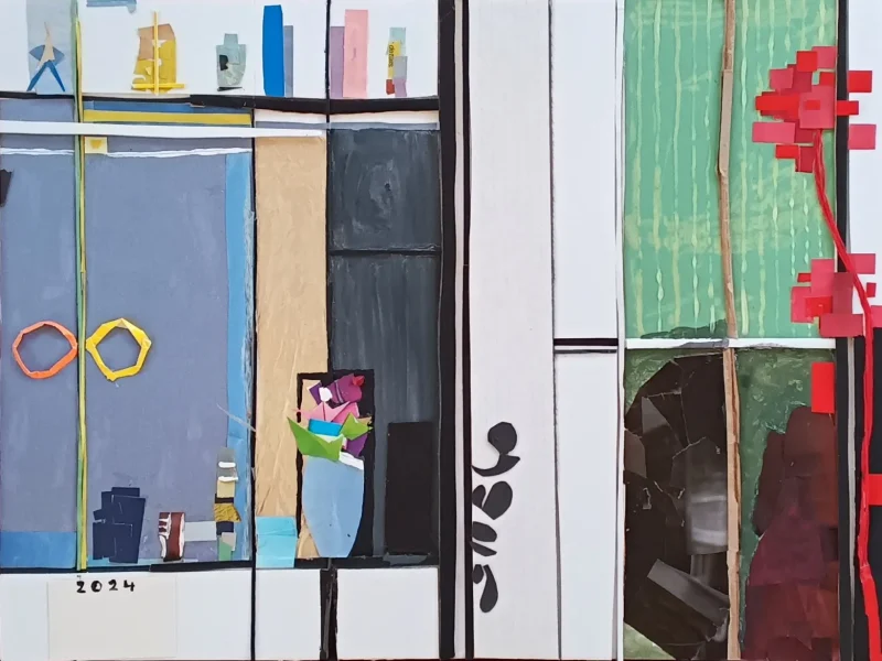 Rain Window 2024 Mixed-media Collage ~ 23” X 29”