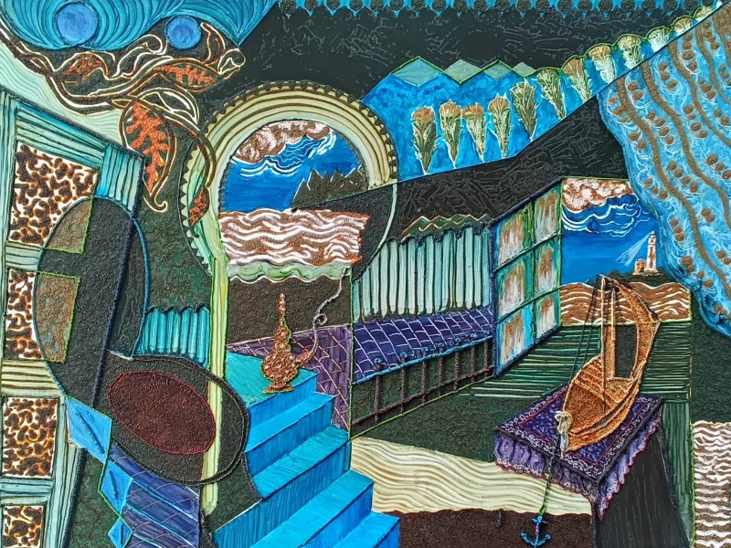 Blue Nocturne 2021 Multi-layered Oil on Canvas ~ 35” X 39”