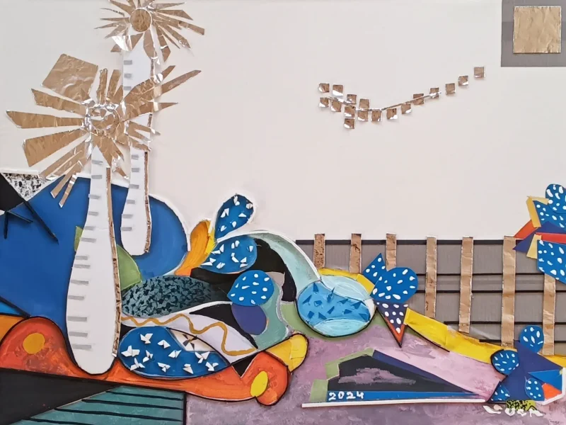 Sun of Cactus 2024 Mixed-media Collage ~ 23” X 29”