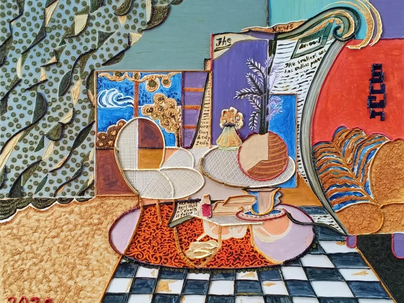 Sunday Morning News 2020 Multi-layered Oil on Canvas ~ 28” X 34”