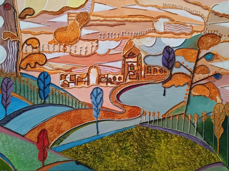 Sunset at St. Patrick's 2021 Multi-layered Oil on Canvas ~ 35” X 39”