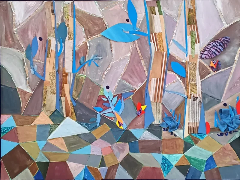 Crystal Forest 2024 Mixed-media Collage ~ 23” X 29”