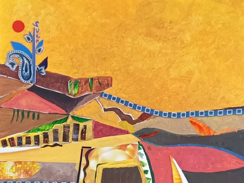 Maya Moon 2024 Mixed-media Collage ~ 21” X 25”